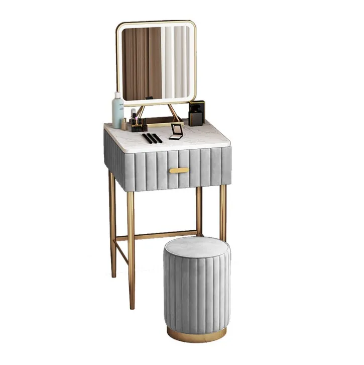 Скандинавский Простой Легкий роскошный комод для спальни, косметический стол со светодиодной подсветкой и зеркалом