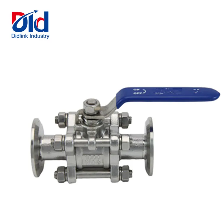 Stainless steel 304 316 3pc ball valve flanged connection with lever operated