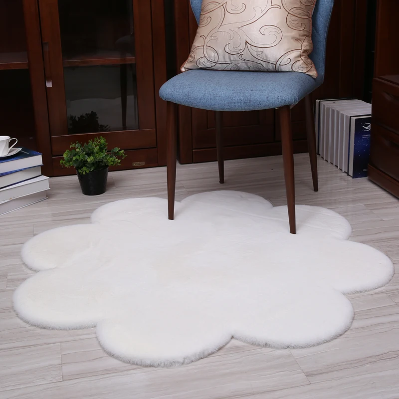 flower shape Rug Carpets for Living Room Decor Faux Fur Carpet Kids Room Long Plush Rugs for Bedroom Shaggy Area Rug Modern Mat