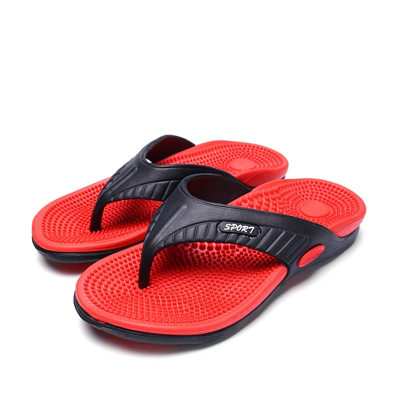 Wholesale Casual Men Slippers Summer Boys Rubber Slip-on Flip Flops  Charms Massage Sandals EVA Outdoor