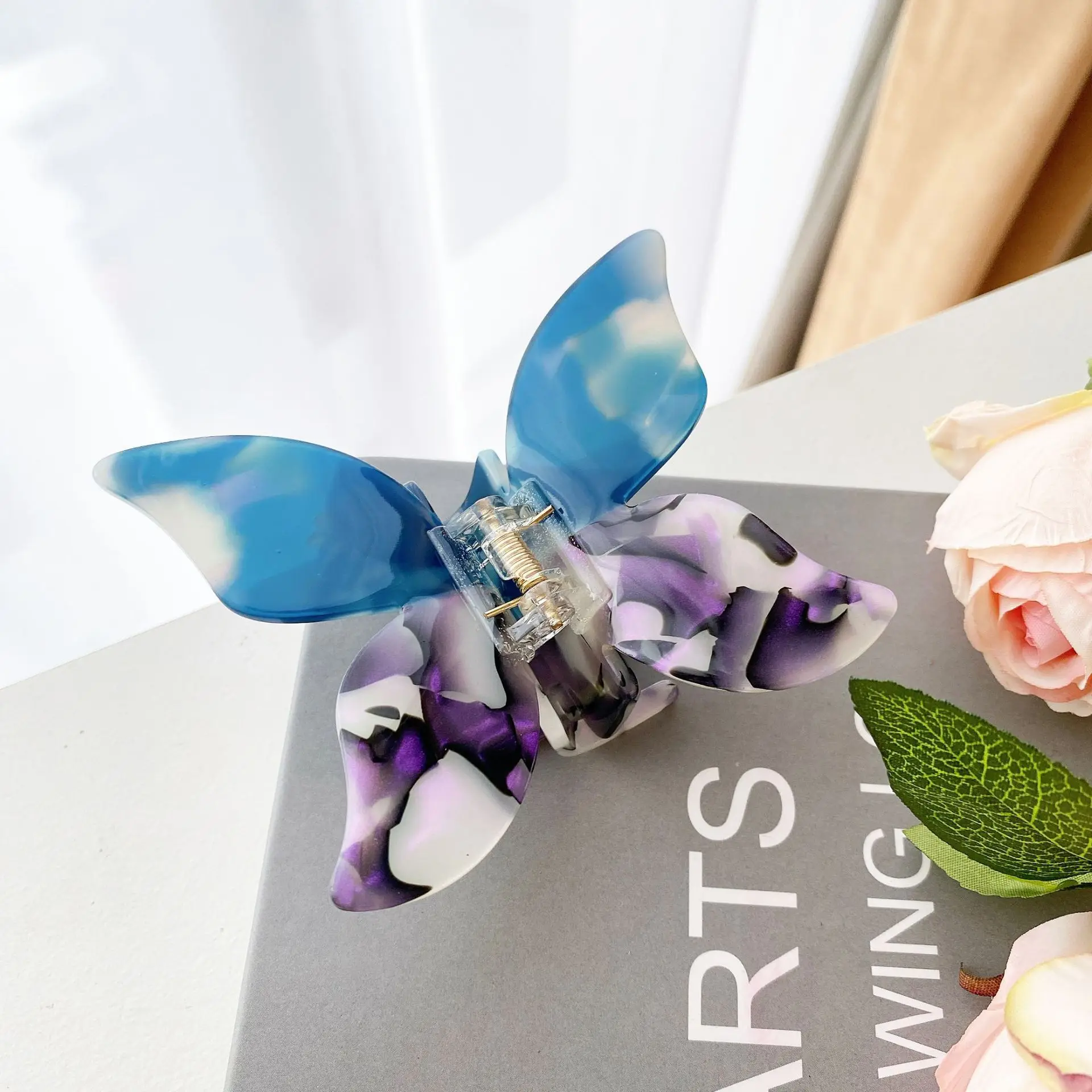 handmade pretty small hair accessories clips wholesale retro acetate claws jaw hair clips custom butterfly hair clip claws women