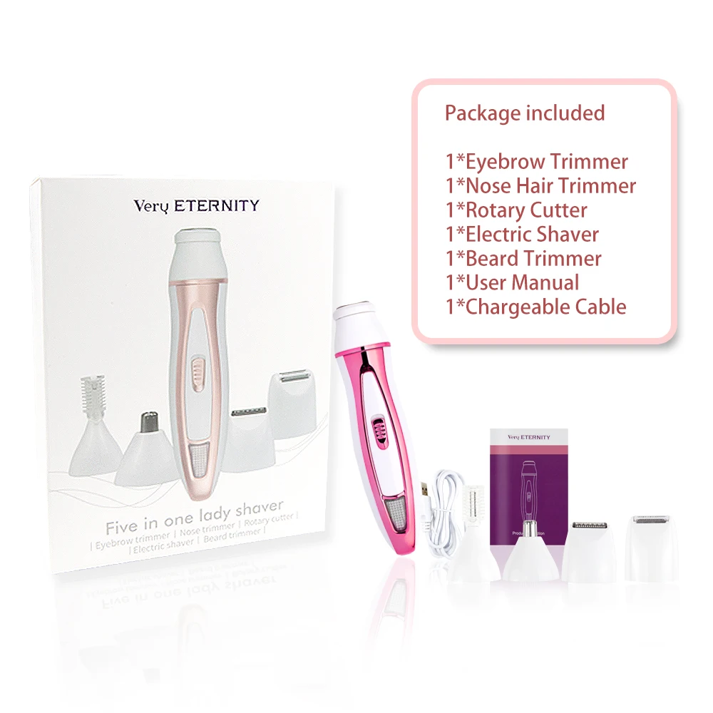 Многофункциональное 5 в 1 электрическое средство для удаления волос на лице Женский Триммер безболезненная Женская бритва ног и бровей мини-эпилятор
