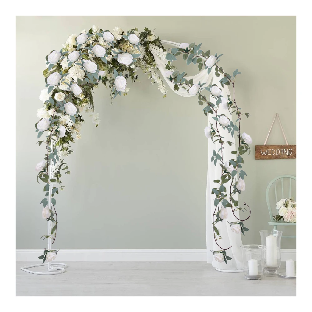 T-31/32/33/34/35 Factory Price Artificial Flowers Greenery Garland Floral Ivy with Mixed Roses Vine for Indoor Decoration