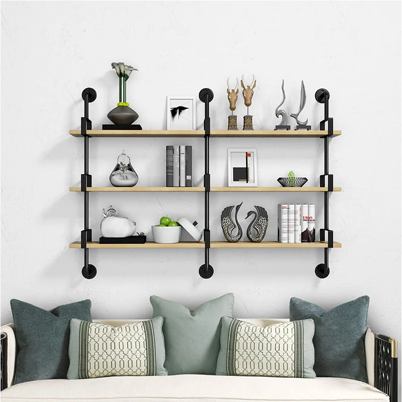 Antique Industrial Wall Mount metal Iron Pipe Shelf bookcase Vintage Retro DIY Bookshelf home Storage floating wall shelf