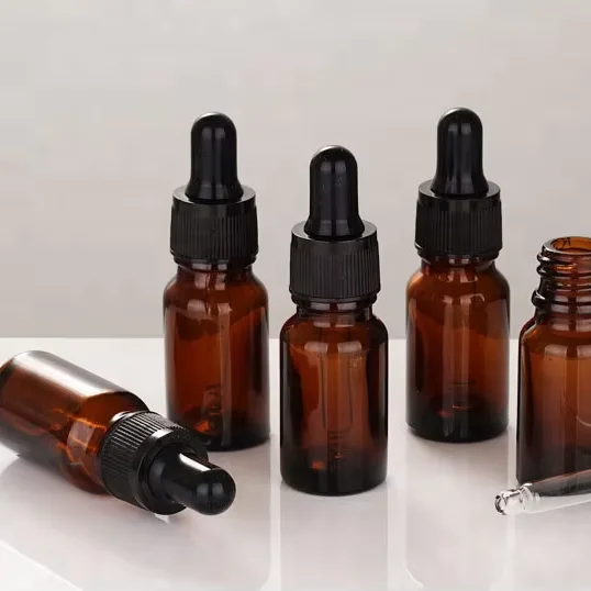In stock 10ml 15ml 20ml 30ml 50ml 100ml amber dark brown round 10ml glass bottle essential oil