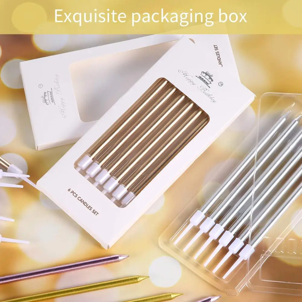 Supply 2019 Gold and silver Birthday thin and logo cake candle