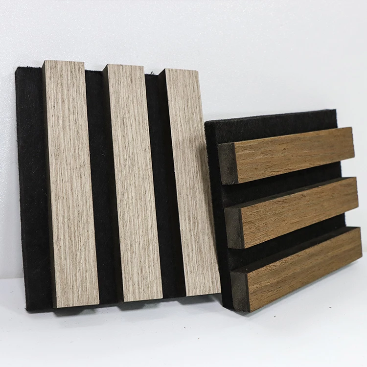 Natural Oak Veneer Finish  Acoustic Panel Wooden Slat Wall Perforated Fiber Acoustic Panel