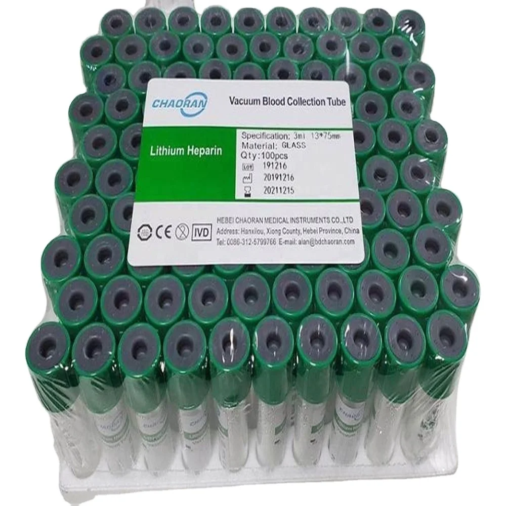 Medical Vacuum Green Sodium Heparin Blood Tube Collection Lithium Heparin Blood Test Tubes OEM