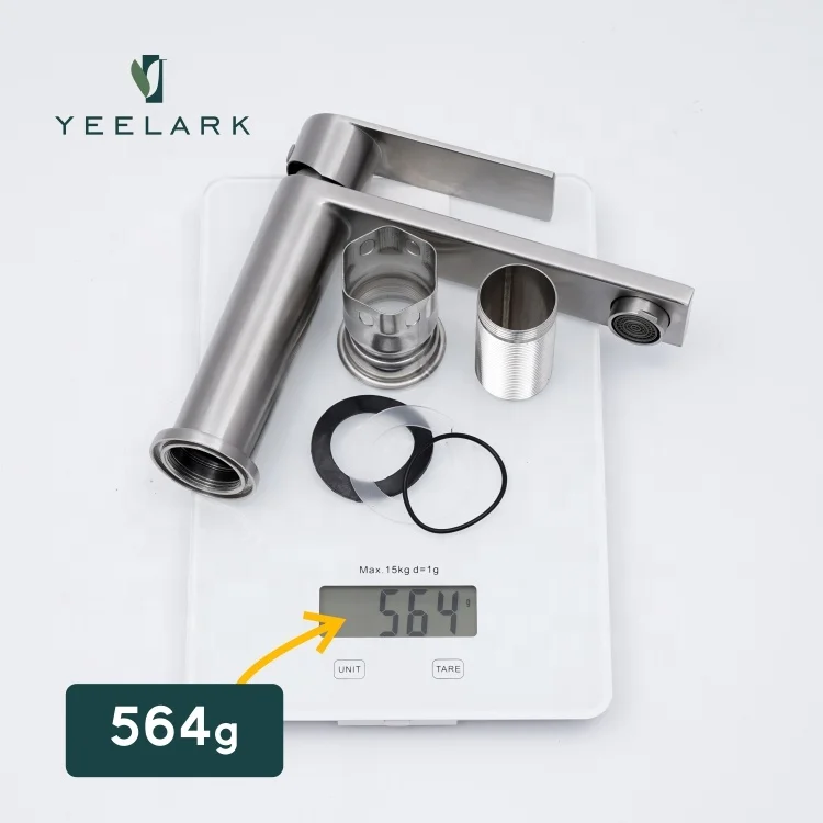 Chinese Latest Style CUPC 304 Stainless Steel Single Handle Brushed Chrome Countertop Washing Mixer Basin Faucet Bathroom Taps