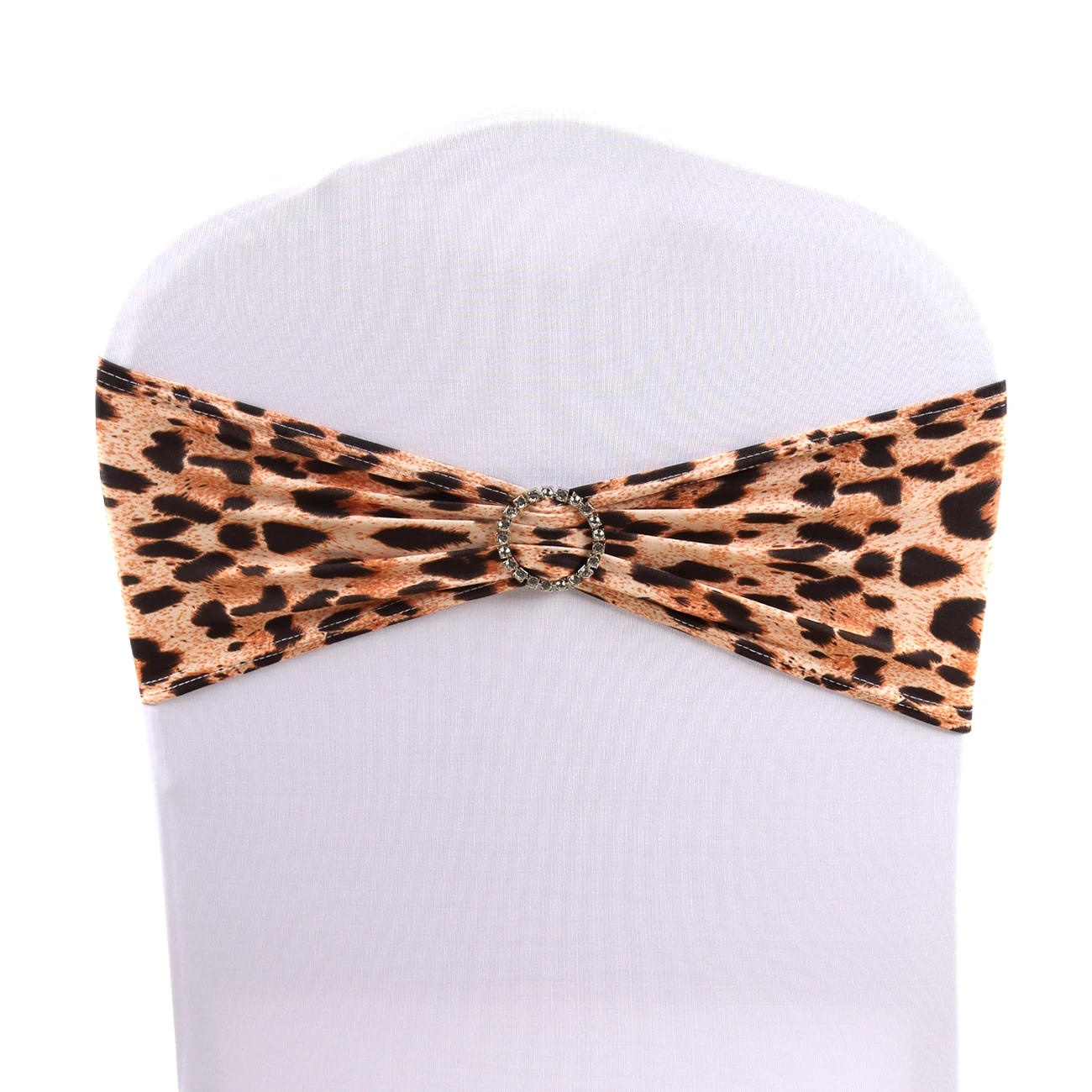 Hot Sale Spandex Stretch Chair Sash Leopard Print Pattern Bands for Wedding Pary Birthday Events