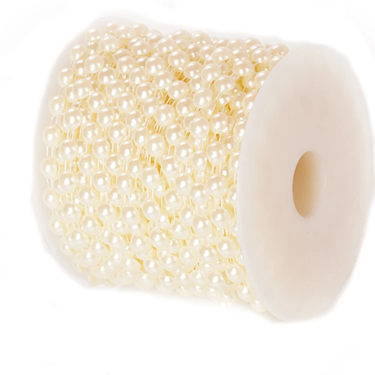 wholesale half round transfer ivory Pearl Beads Trim rhinestone Decoration Sewing roll plastic edge Trims cup chain for clothes