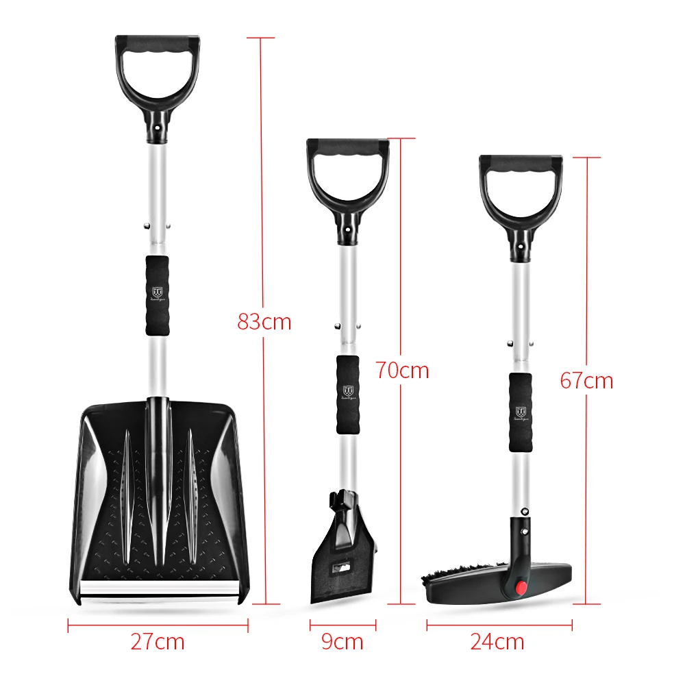 Snow Shovels,3-in-1 Car Brush Ice Scraper Snow Shovel Sets for Garden Camping Car Snowman Building and Emergencies