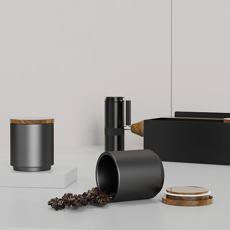 DHPO Black White Tea Biscuits Bean Suger Coffee Jars Canisters 3 Pcs Sets With Bamboo Lid for Kitchen Storage