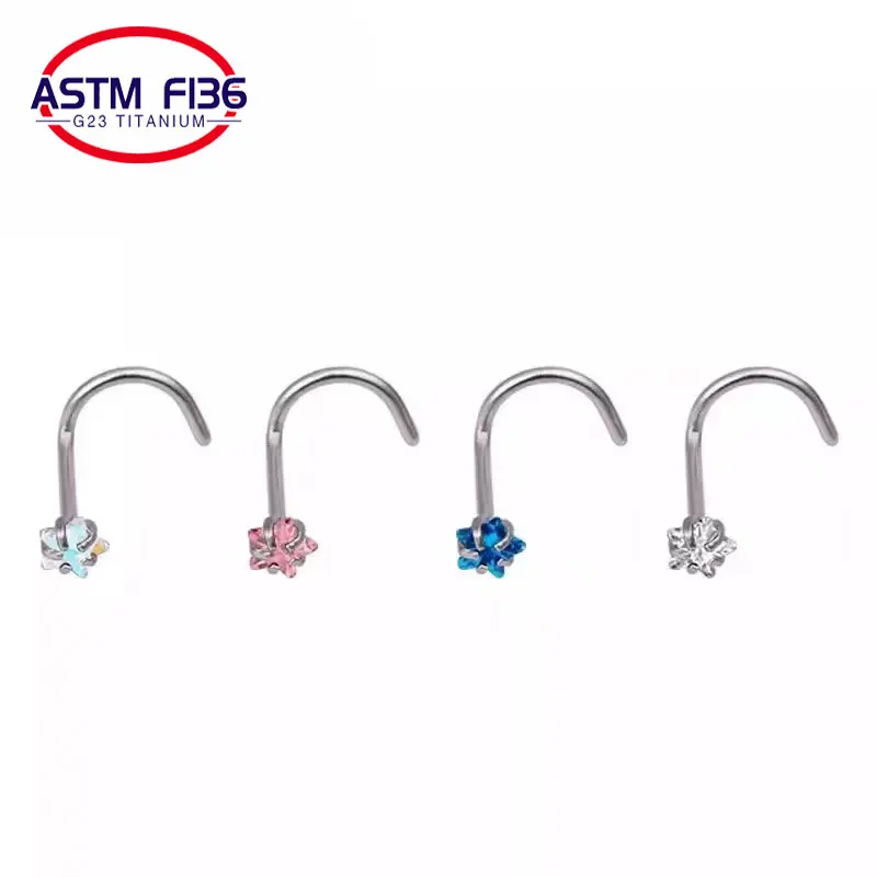 Sexy Nose Ring G23 Titanium and Colorful Gemstones Stud Earring nipple labret nail Rings piercing jewelry