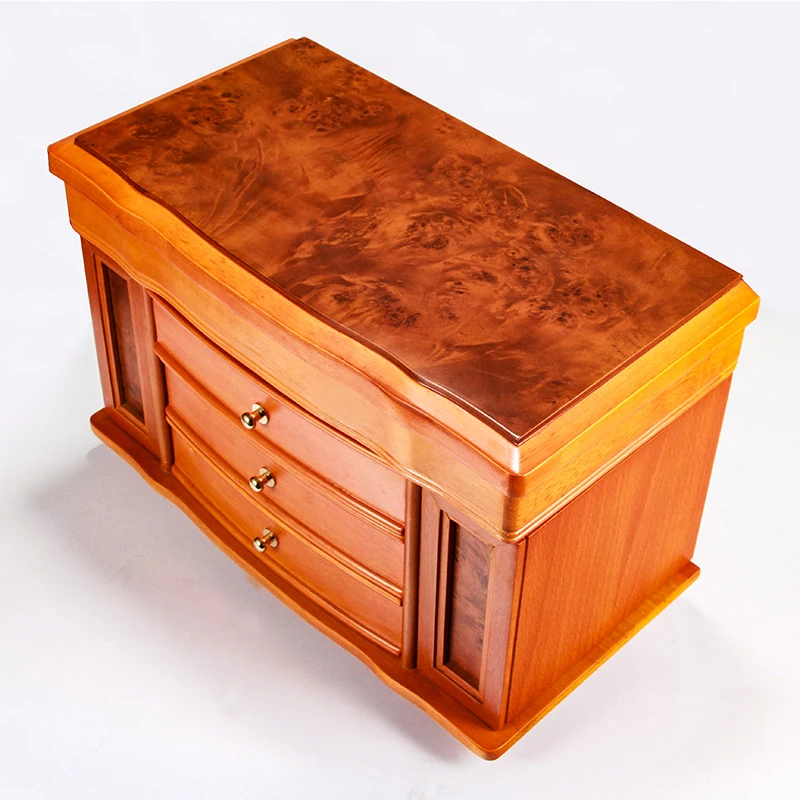 New Design High End Wood Light Paint Watch Jewelry Cosmetics Case Drawer Storage Cabinet