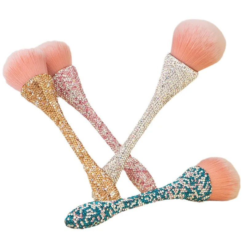 Handmade Luxury Glitter Cosmetic Tools Kit Crystal Diamond Foundation Makeup brush Set with Rhinestones
