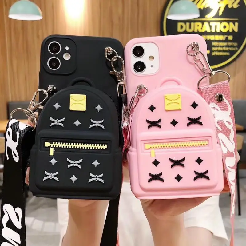 2021 New Design Zipper Wallet Phone Case For iPhones 12 Pro Max Silicone Coin Wallet Purse Women Luxury Bag Cover Case 7P 11 12