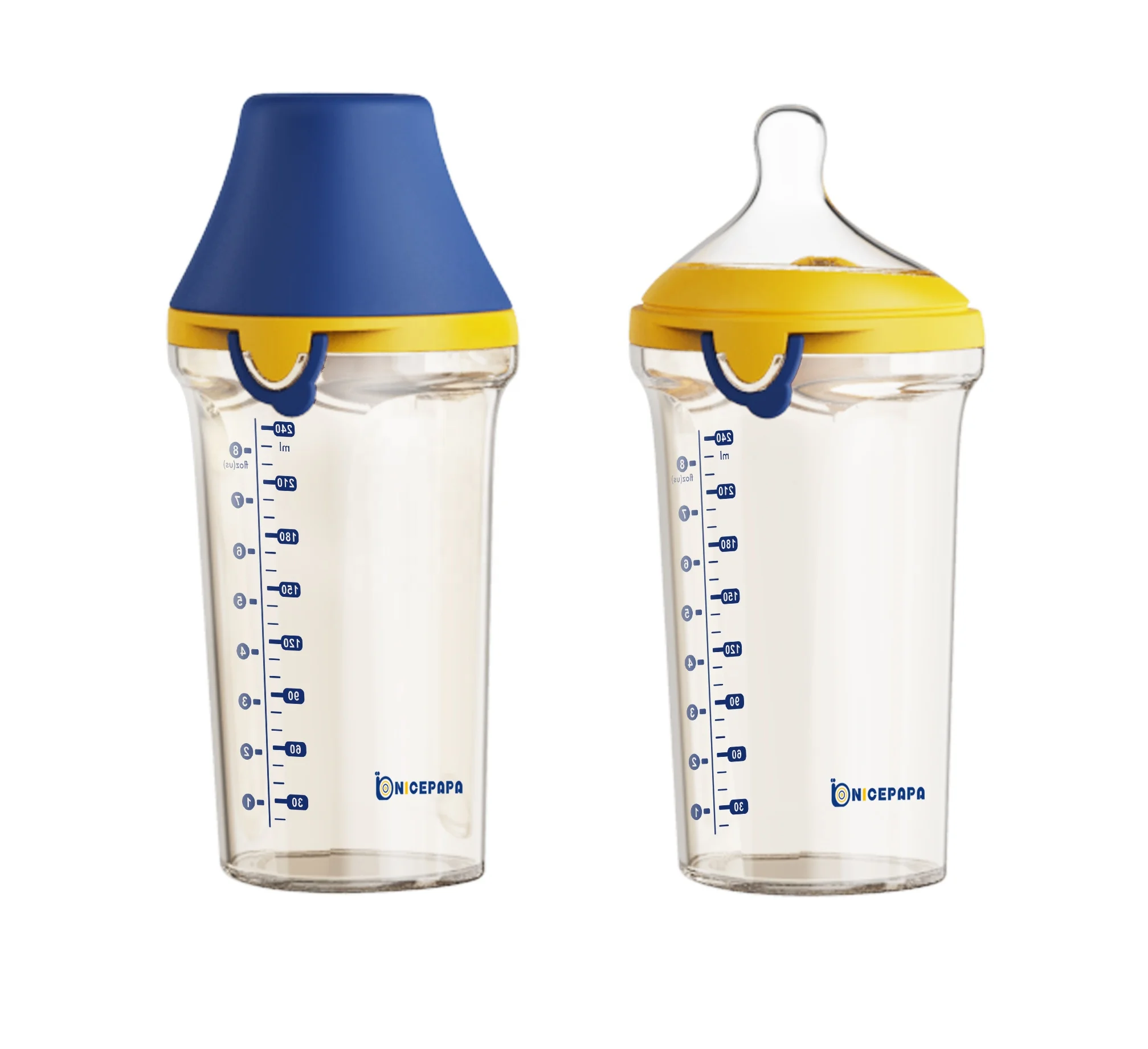 Nicepapa in china custom cute small 180 240 ml silicone nipple night feeding bottle for 1 year baby boy girl
