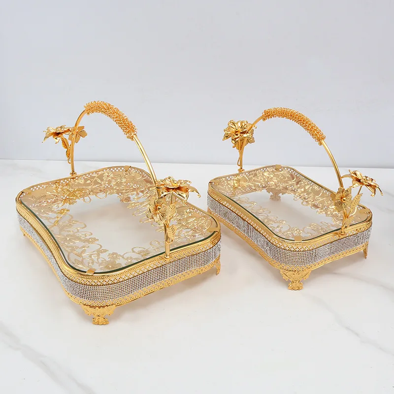 Professional Manufacturing High-Quality Elegant Glass Luxury Metal Dry Fruit Tray