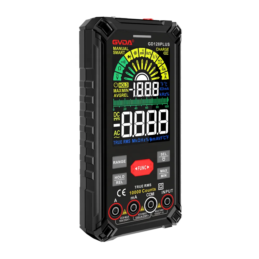 GVDA Smart Multitester 9999 counts LCD Color Display DC AC Voltage Current True RMS Multimetro Rechargeable Digital Multimeter