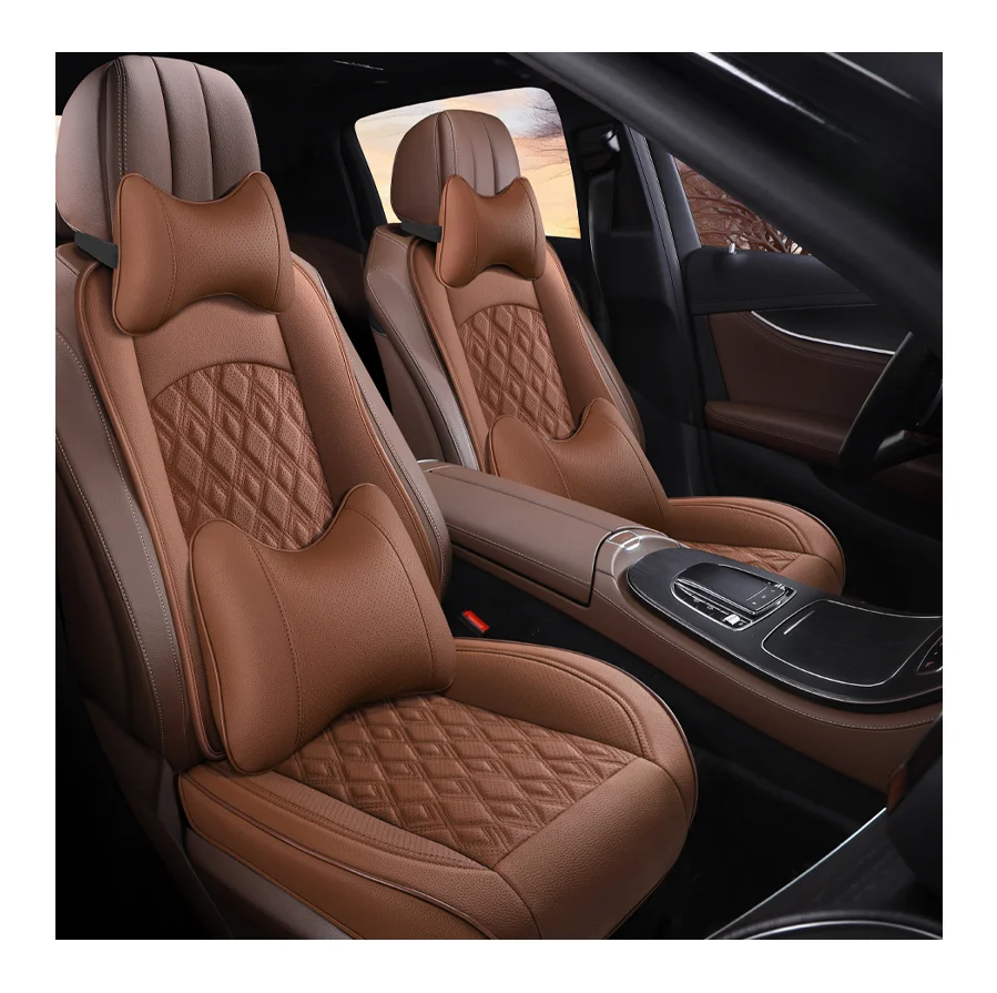 New design Fit 5 Seats Car Models Universal cowhide leather 5d car seats cover faux leather seat cover protec