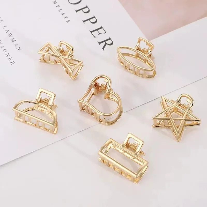 Luma Luxury Trendy Mini Alloy Hair Claw Clip Gold Metal Small Grab Clip Hair Accessories for Kids Girls Ladies