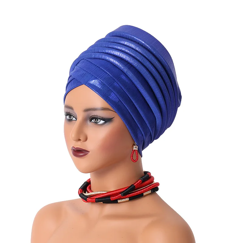 Newest Hot Selling  Space Multi-layer Pleated Watermelon Hat  Muslim  Bandanas Women Turban Africa Hat