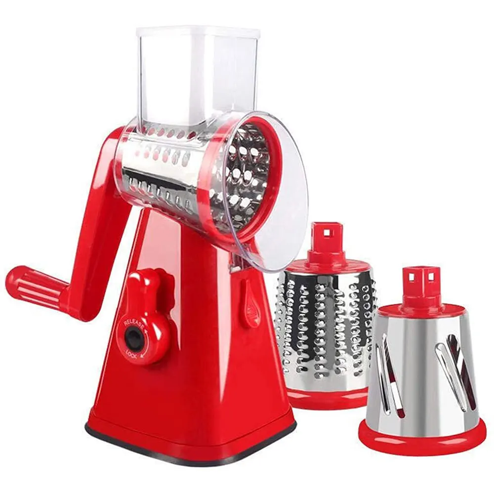 Household Multifunction Tabletop Drum Grater Cheese Grater Rotary Slicer With 3 Drum
