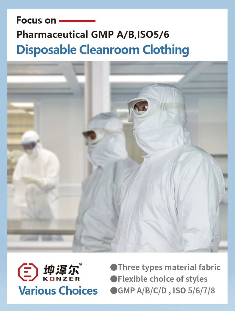 white disposable Esd Coat Clothes Anti-static Prot GMP A/B ISO5/6 sterile cleanroom coverall