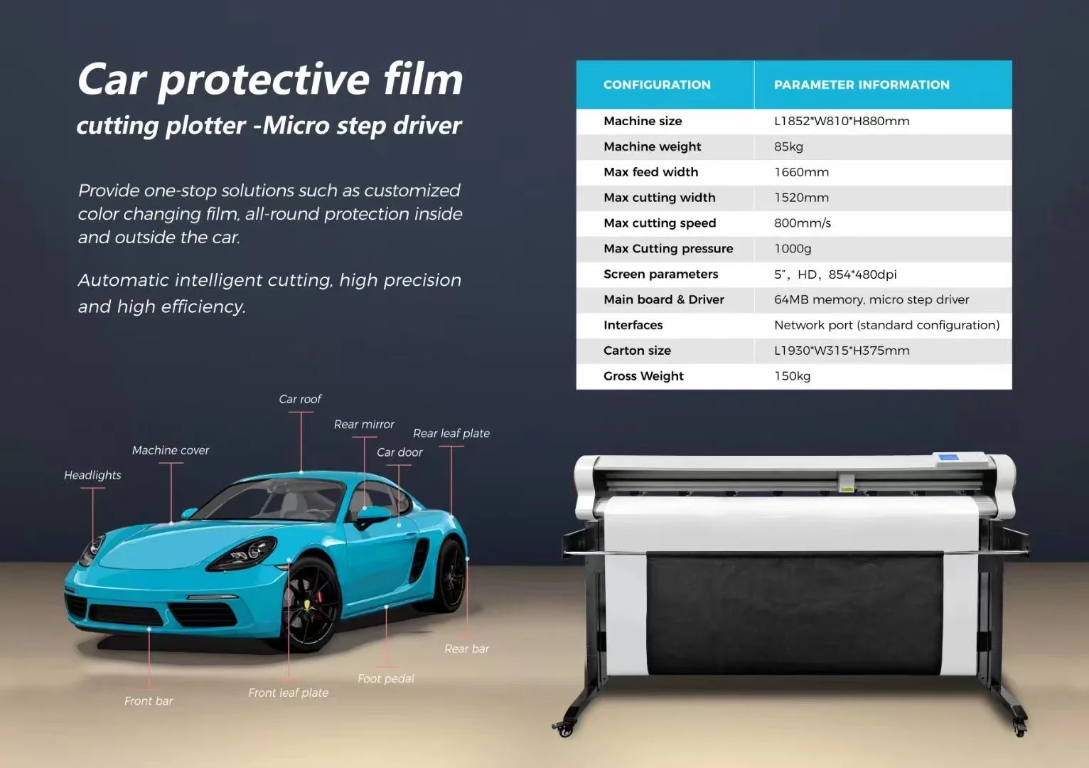 Automobile ceramic car tint window interior car protection film cutting machine