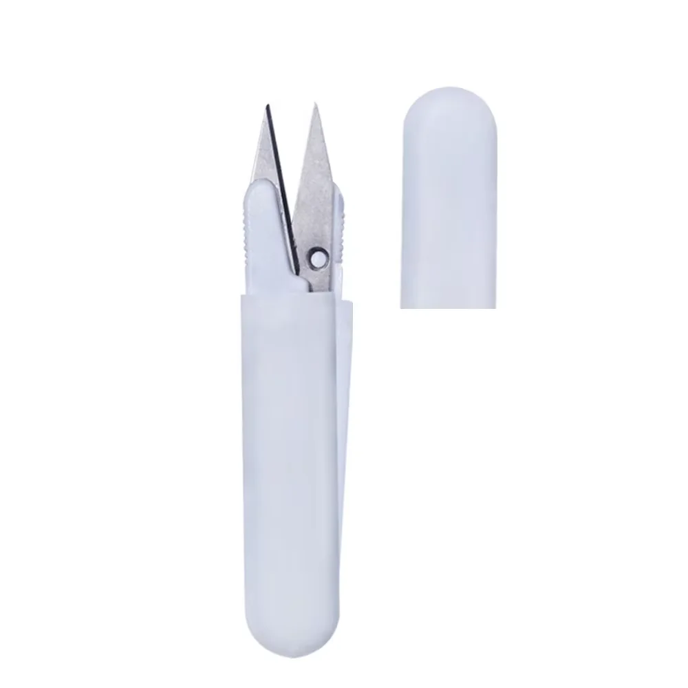 RTS Plastic Yarn Scissors Portable Scissors Safety Scissors Multipurpose U-Type Cutter Shear Protective Cover