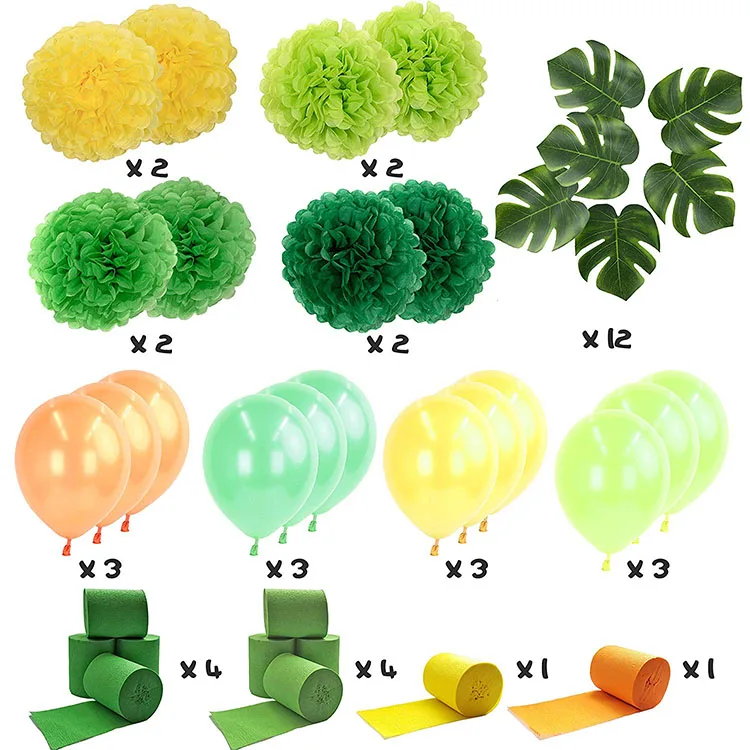 Nicro 45 Pcs Jurassic T-Rex Raptor World Park Jungle Dinosaur Theme Backdrop Birthday Party Decorations Set