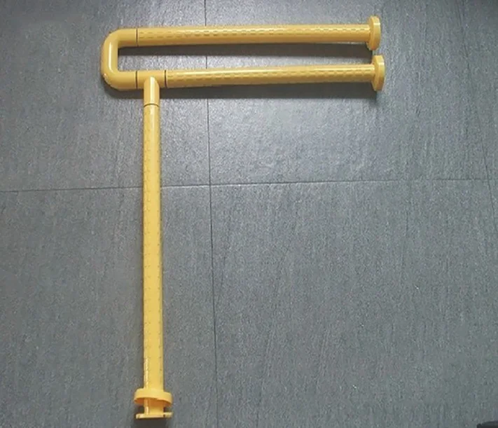 white yellow color nylon covered bathroom wall to floor U shape toilet safety grab bar