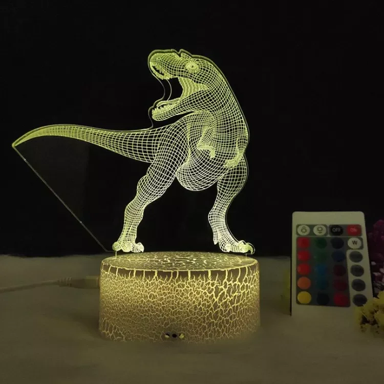 Деревянное основание теплый белый 3 вида цветов Изменение динозавра 3d гравировка светодиодный ночник paris для детей с пультом дистанционного управления
