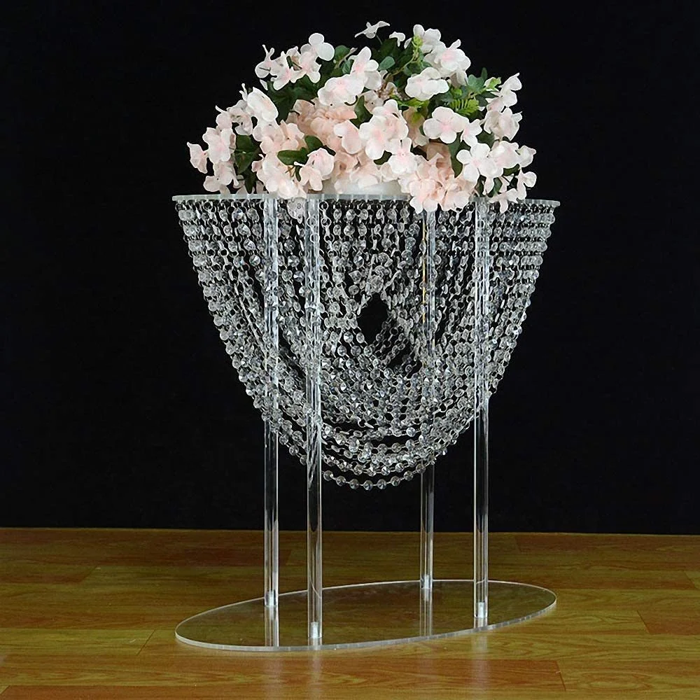 Ourwarm Wedding Table Stand Decorations Acrylic Crystal Bead Curtain Chandelier Wedding Centerpieces