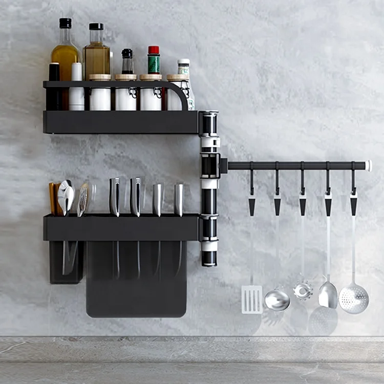 2 tier lazy chaozhou city kitchen shelf wall mount two tier 360 degree stainless steel rotating spice rack set organizer storage