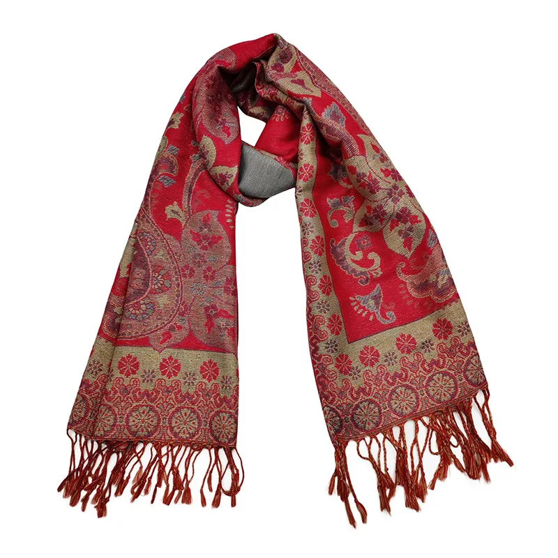 2024 New design Fashion Warm Winter Pashmina Shawl Flower Embroidered Tassel Scarf Cashmere Scarves Hijab Pashmina
