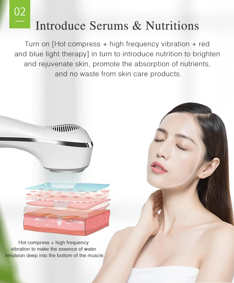 Home use red light therapy beauty product facial lifting skin care tool  remove make up acne treatment hot cold face massager