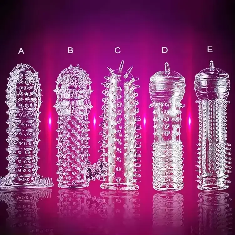 Soft Silicone Crystal Reusable Silicone Penis Sleeve Male Extensions Enlargement Men Delay