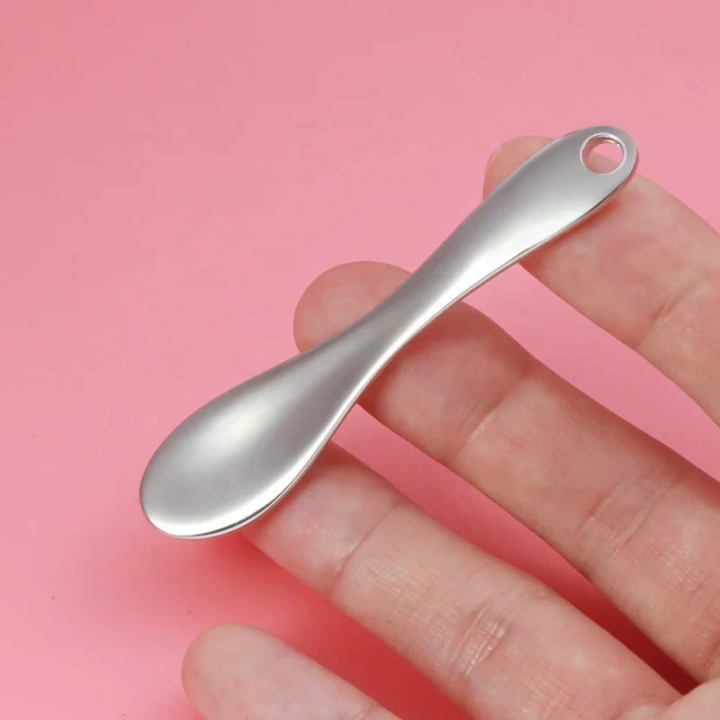 Skin Care Tools 7cm metal Cosmetic Face Mask Mixing Spoon Spatula with hole