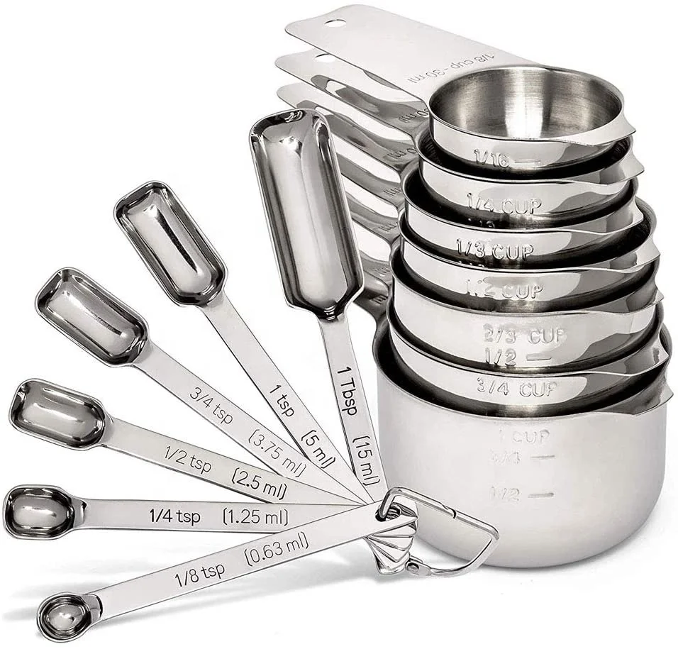 Горячая продажа пищевого 13 шт сделанных из нержавеющей стали мерные чашки и ложки набор для кухонный инструмент для выпечки