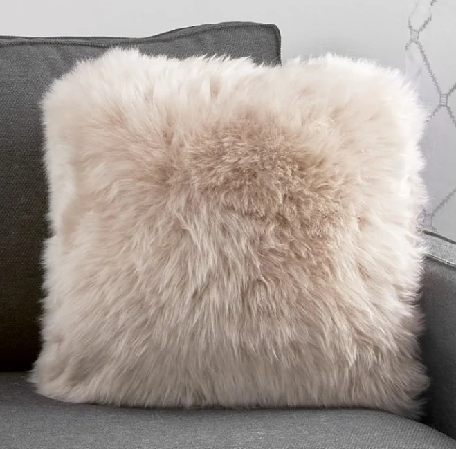 Big Floor Pillow Blush Sheepskin Real Australian Sheep Fur Wool Pillows Cushion For Living Room
