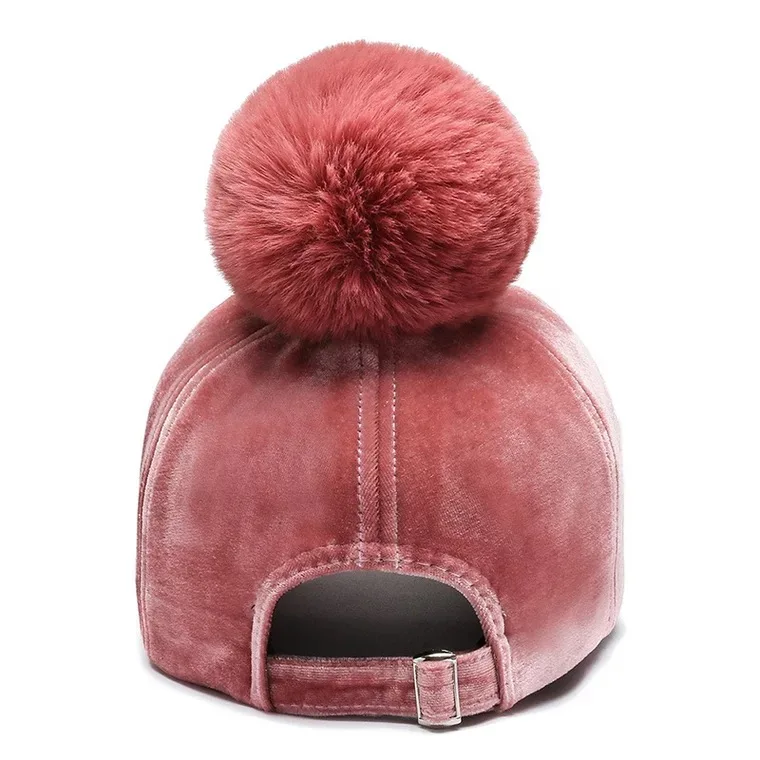 Direct factory solid simple warm 6 panel funny pompom baseball cap