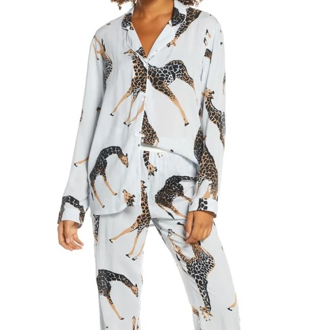 Custom Made Printed Pajamas Women Cotton With Piping Private Label Pajamas Cotton Soft Sleepwear Women