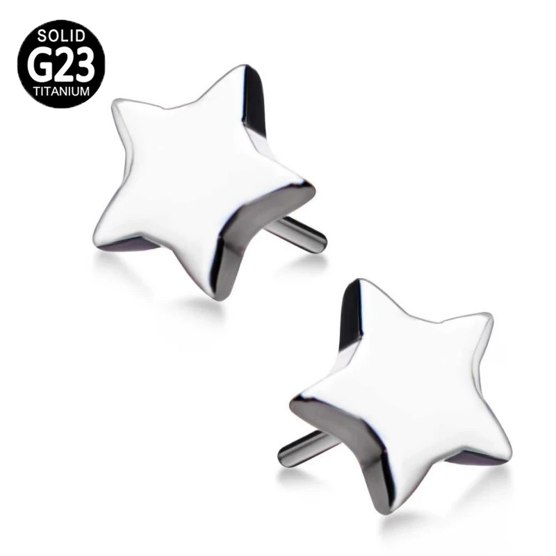 Hot ASTM F136 Titanium Push Pin Threadless High Polished Ball Dish Star Heart Shape Body Piercing Jewelry Accessories Stud