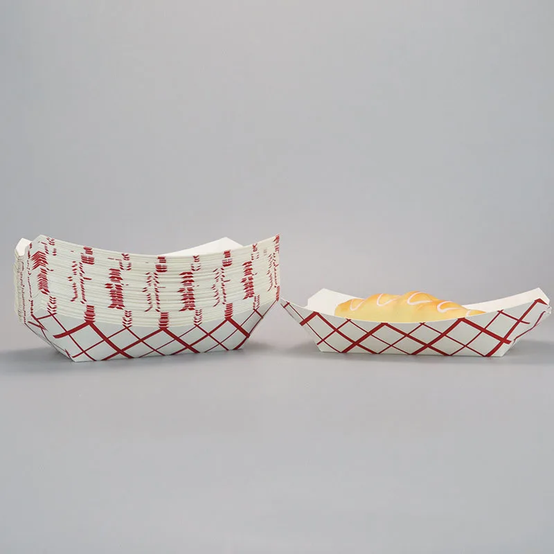 Custom Print Disposable Take Out Fast Food Snack Container Paper Boat Tray Food Tray