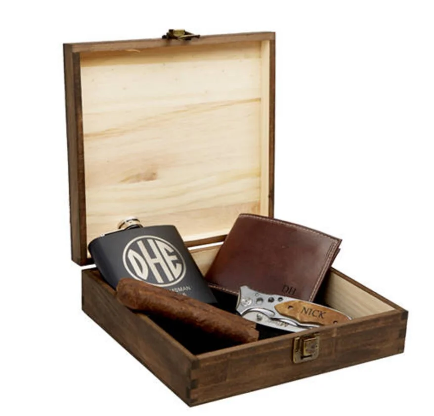 Персонализированная Коробка для сигар под заказ деревянная коробка Подарочная шафера мужской чехол с булавкой
