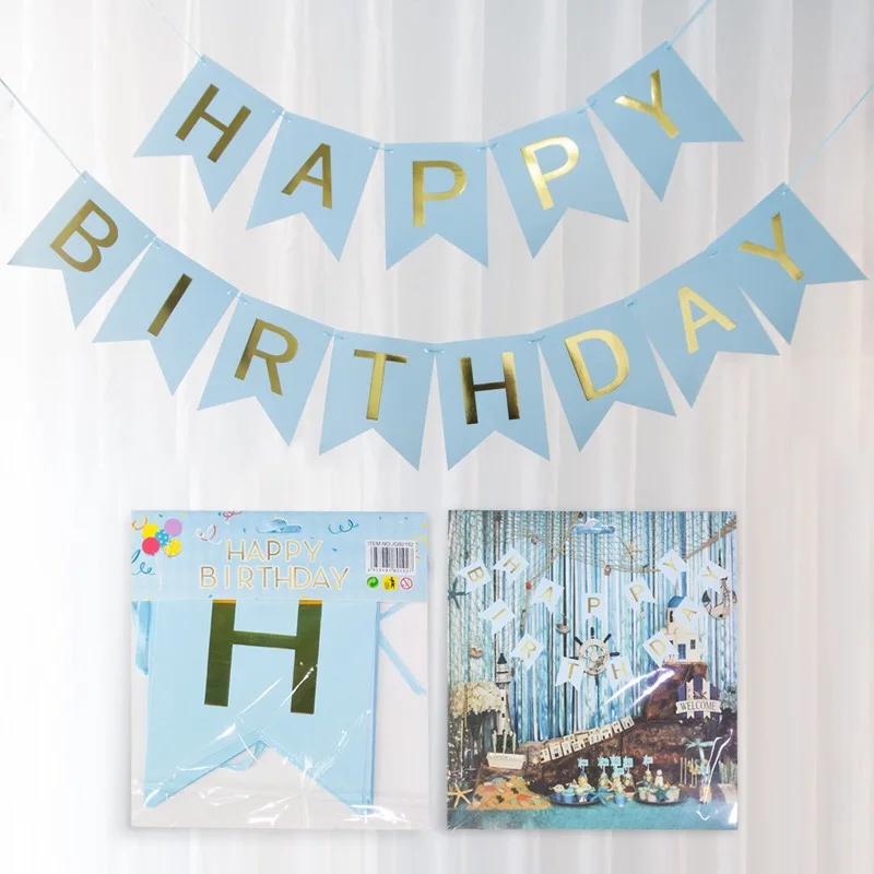 Happy Birthday Signs Birthday Banner Supplier Gold Printing Paper Birthday Banner