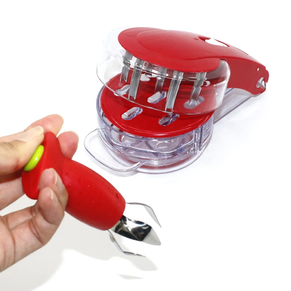Chrt cherry corer machine Professional Multiple Strawberry remover And Cherry Pitter With Pit and Juice Container