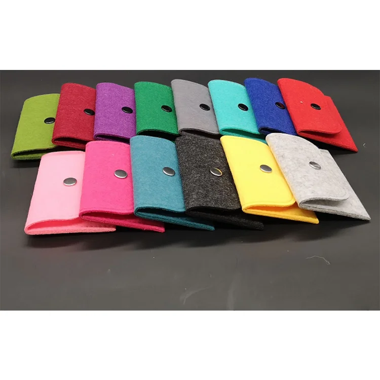 Multifunctional Leather Card Wallet with Felt Coin Purse Pouch for Food Storage Bags